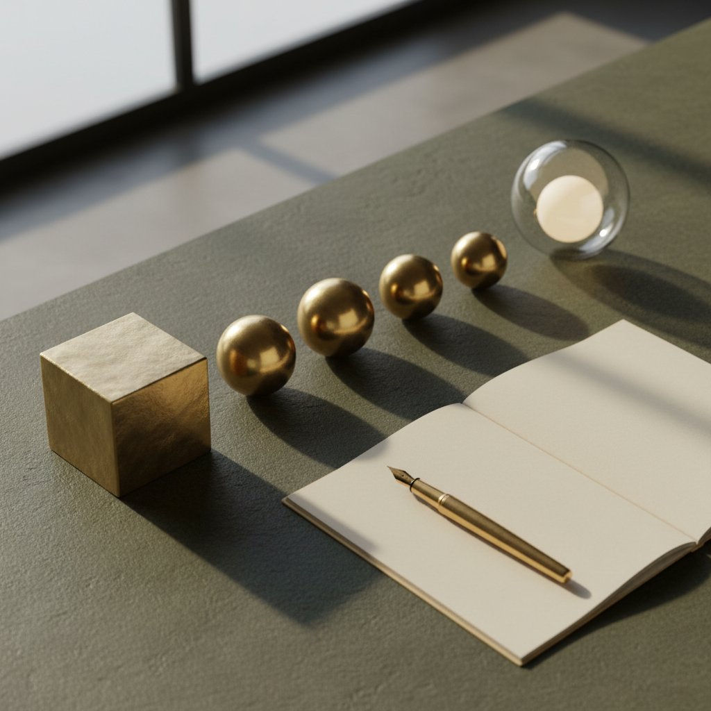A sequence of metallic shapes evolving from rough cubes to polished spheres on a dark desk, symbolizing a refined and successful sales pipeline process.